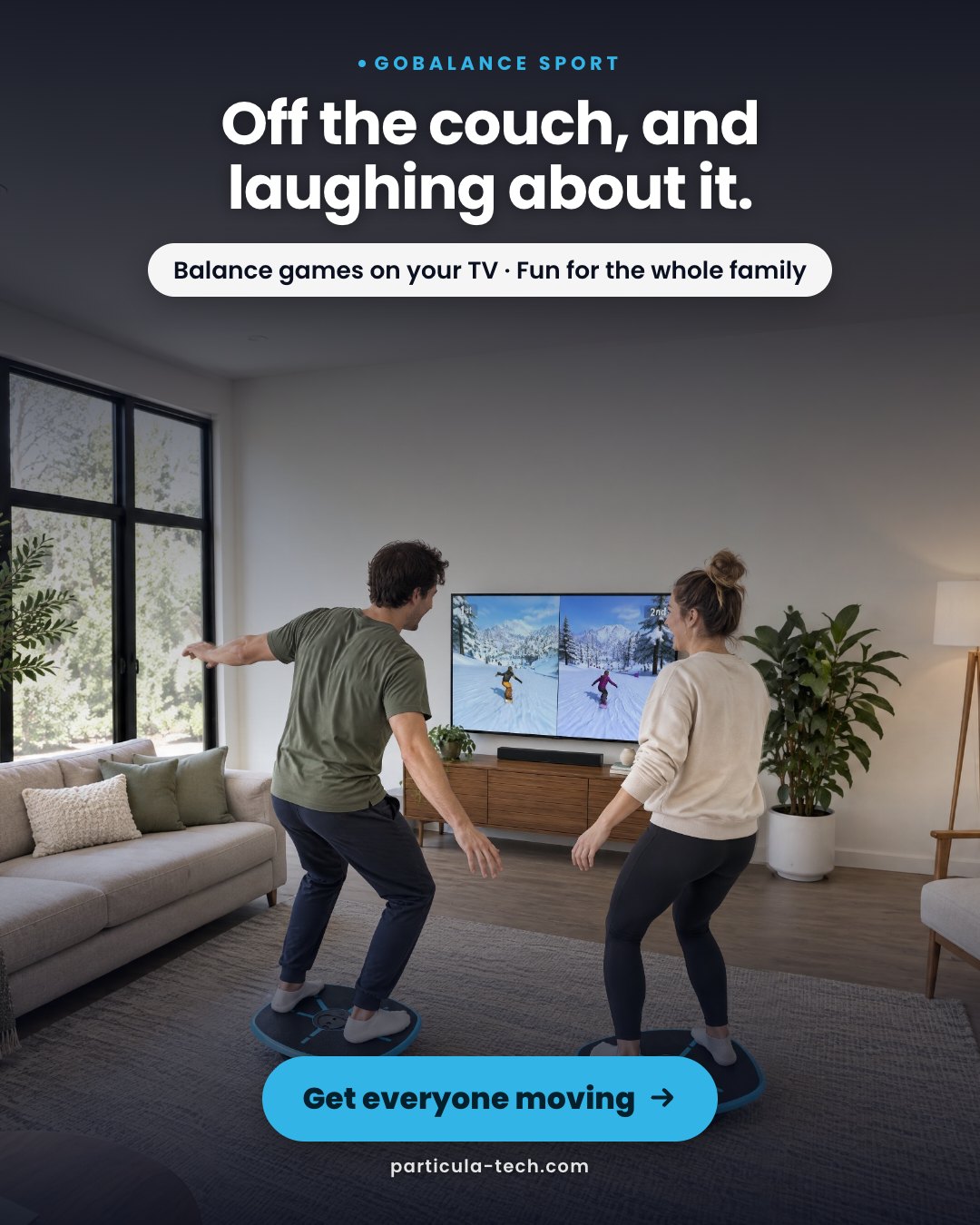 Off the couch, and laughing about it.